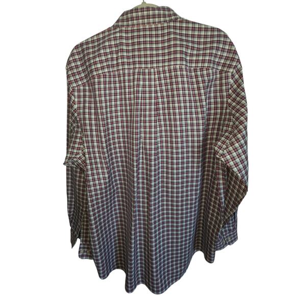 Duluth Trading Co. Mens XL Red White Plaid Shirt Trim Fit Collar Long Sleeves - Picture 2 of 12